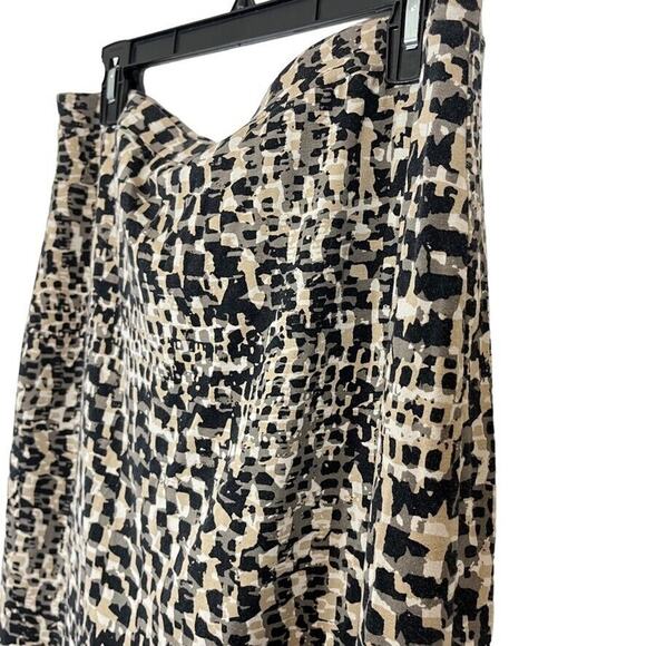 Ann Taylor Womens Beige Black Jersey Knit Stretch Pencil Knee Length Skirt sz 12 - Picture 8 of 16